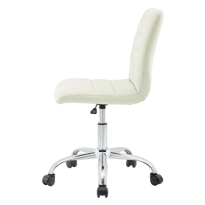 Vinyl Mid Back Office Chair with Armless Design and Comfortable Cushioned Seat
