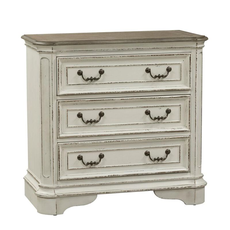 Liberty Furniture Magnolia Manor 3 Drawer Bedside Chest w/ Charging Station in Antique White image number 0