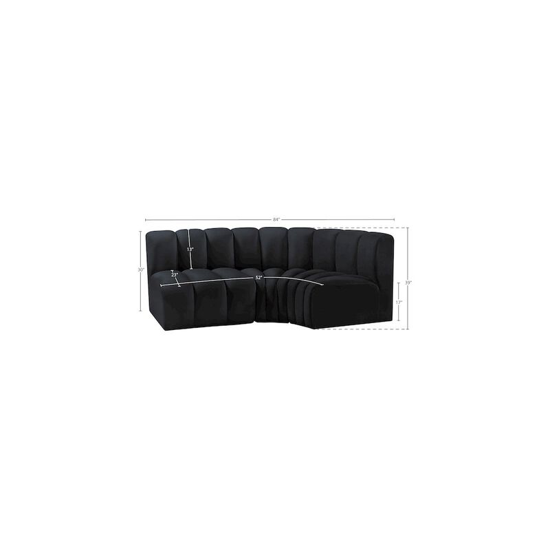 Meridian Furniture Arc Black Velvet Modular Sofa
