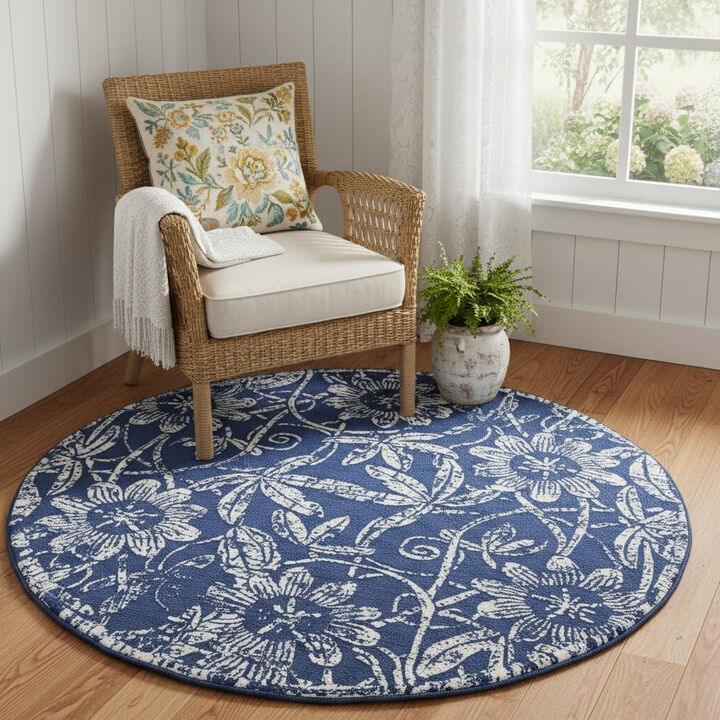 HomeRoots Floral Distressed Area Rug