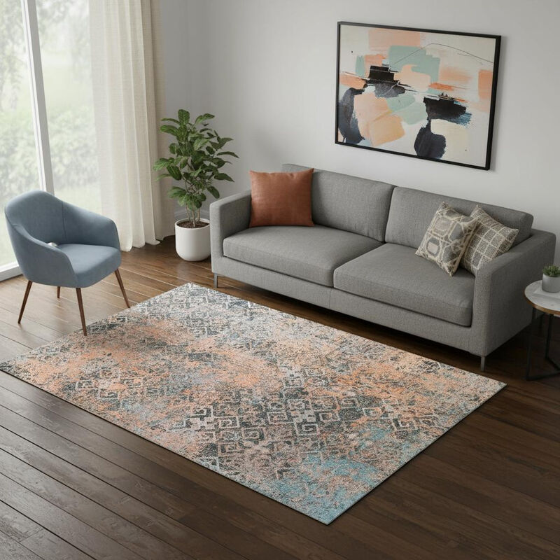 HomeRoots Abstract Distressed Area Rug image number 1