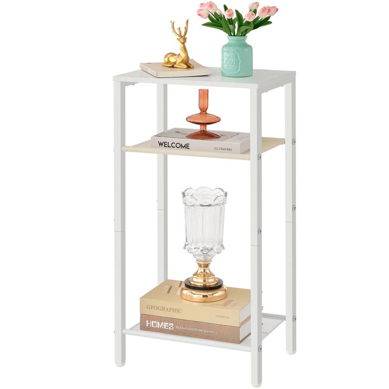 Hoctieon 3 Tier End Table, Telephone Table, Narrow Side Table with Storage, Nightstand for Small Spaces, Metal Frame, for Living