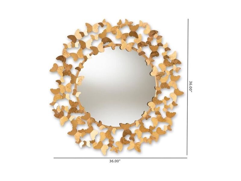 36" Gold Butterfly Wall Mirror &ndash; Decorative Accent by Row
