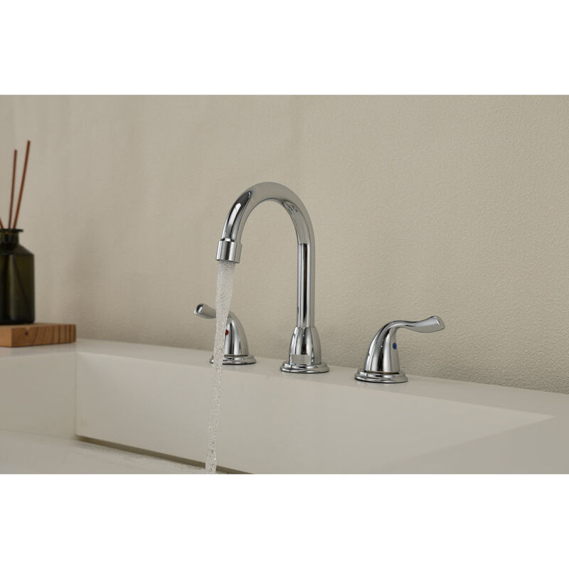 Bothwa Home Polished Chrome Bathroom Sink Faucet, Widespread 2-Handle Swivel Vanity Faucet With Drain & Supply Lines image number 2