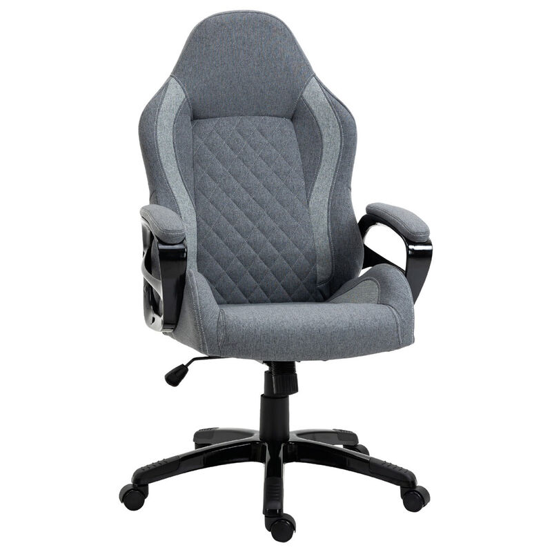 Ergonomic Home Office Chair High Back Task Computer Desk Chair with Padded Armrests, Linen Fabric, Swivel Wheels, and Adjustable Height, Grey image number 1