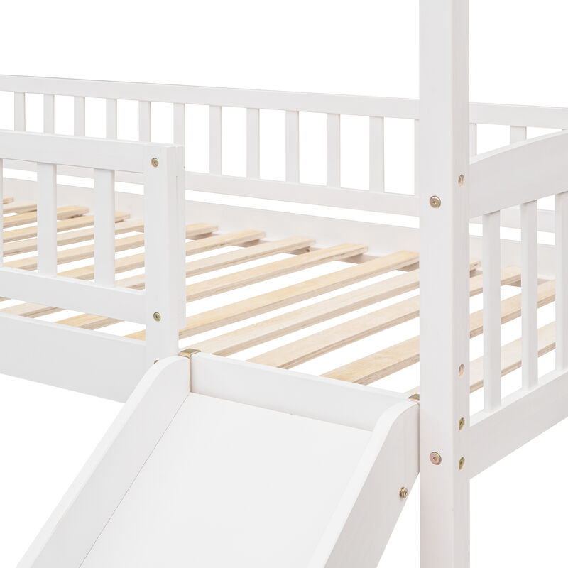 Merax House Bed Loft Bed with Slide