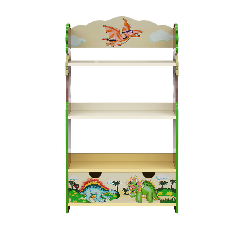 Dinosaur Kingdom Bookshelf with Storage Drawer, Multi image number 0