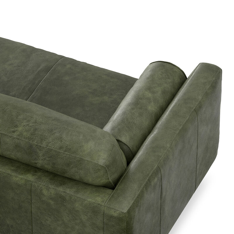 Morrison 72-inch Mid-Century Modern Sofa in Moss Green Genuine Leather