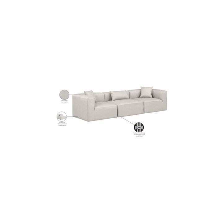 Meridian Furniture Cube Cream Vegan Leather Modular Sofa