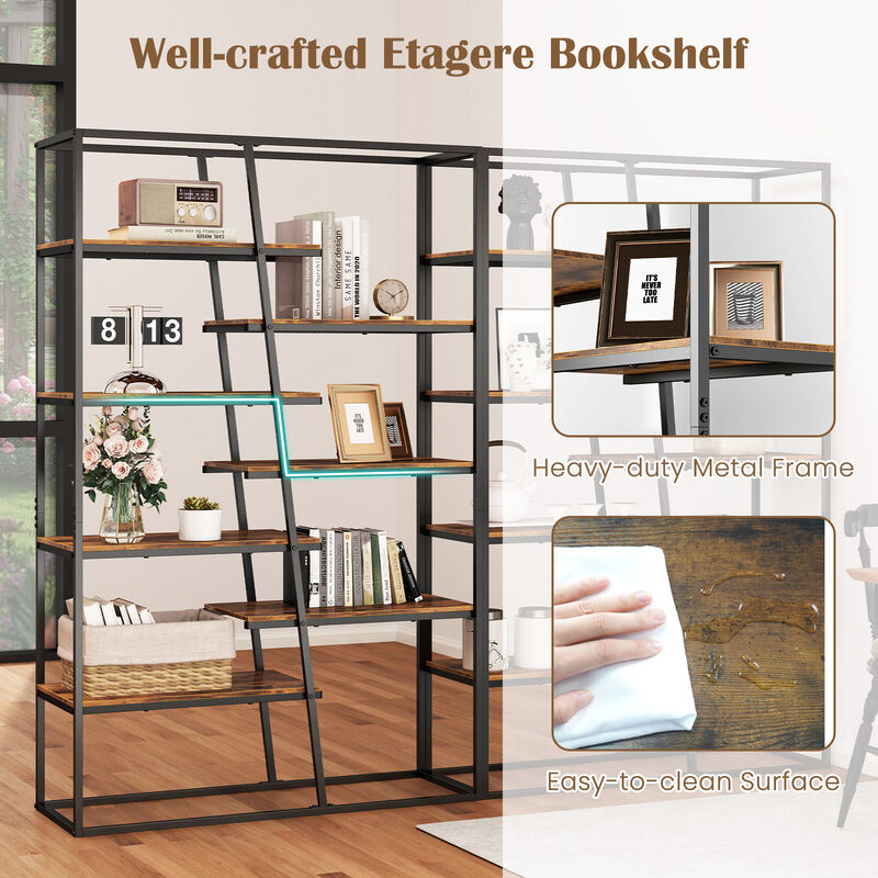 Sturdy 7-Tier Industrial Etagere Shelf Unit with Heavy Metal Frame