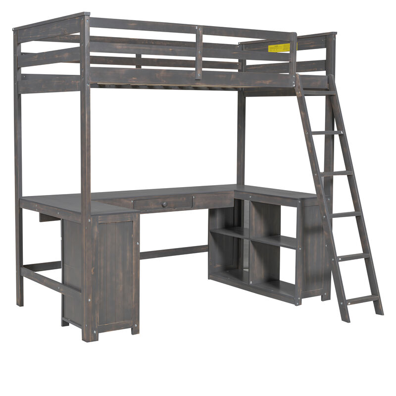 Whisen Stylish Full XL over Queen Metal Floor Bunk Bed