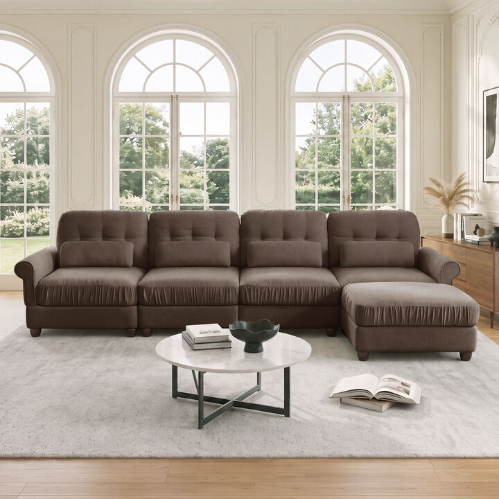 Toxmam Chenille 4‑Seat Modular Sectional Sofa