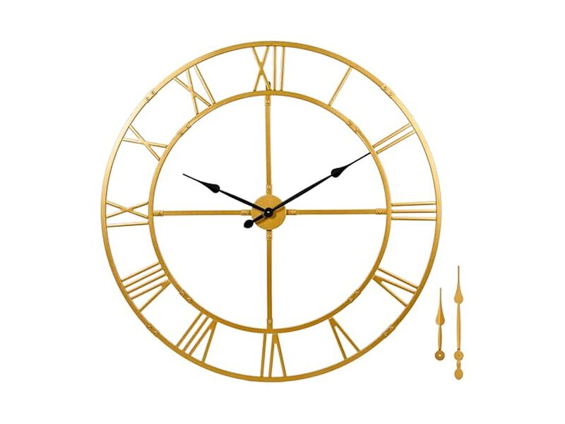 Assembly Farmhouse Metal Wall Clock 40 Inch Silent Non Ticking Living Room Decor image number 0