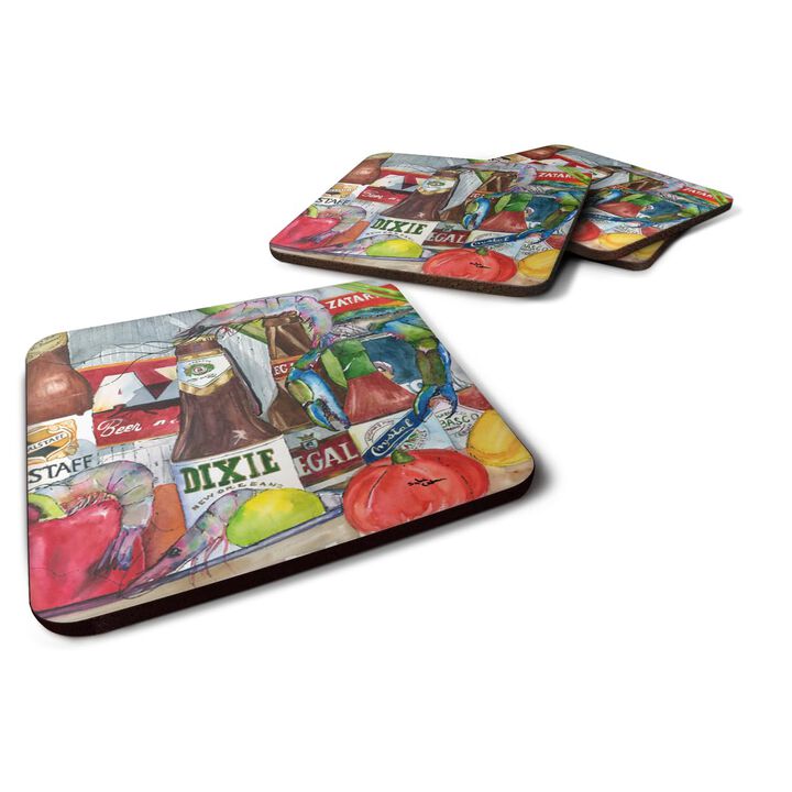 Caroline's Treasures 1017-2FC New Orleans Beers and Spices Foam Coasters (Set of 4), 3.5 H x 3.5 W, Multicolor