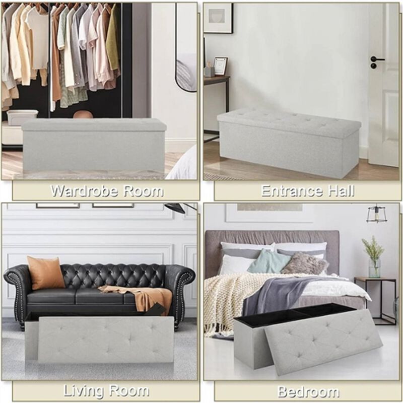 Versatile Linen Storage Bench Ottoman &ndash; Perfect for Bedroom, Living Room & Entryway