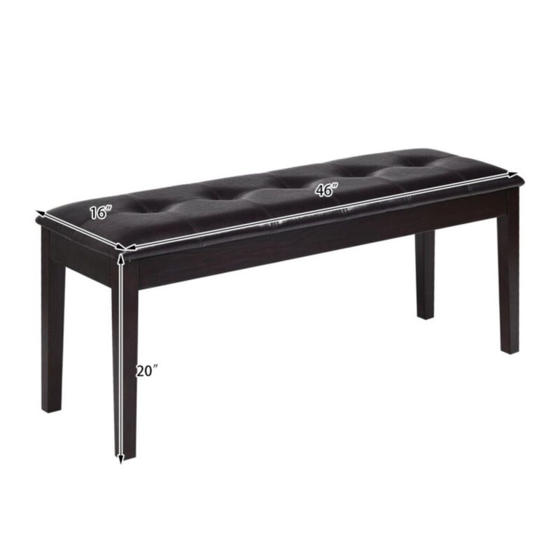 Hivvago Upholstered Dining Room PU Bench Solid Wood Button Tufted