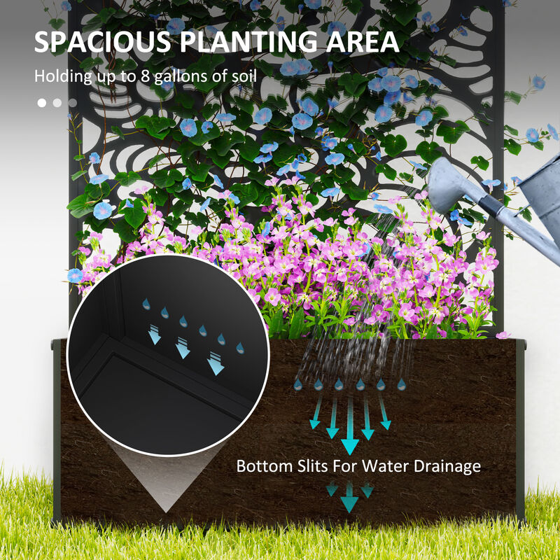 Hivvago Outdoor Metal Planter Box with Built-In Trellis image number 3