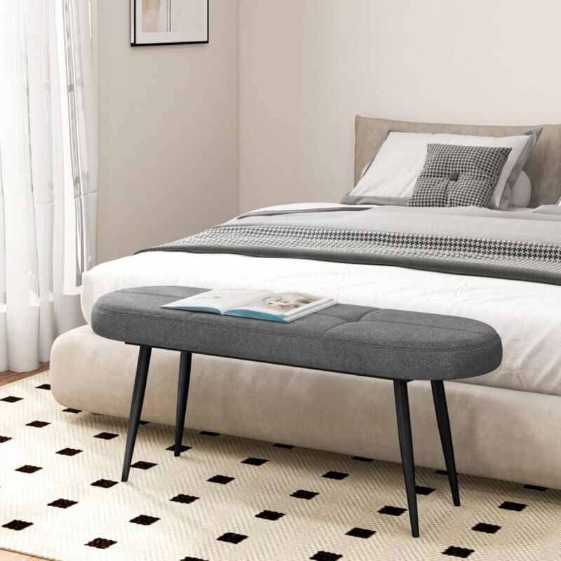 Hivvago 47 Inch Upholstered Entryway Bench with Heavy-duty Metal Frame