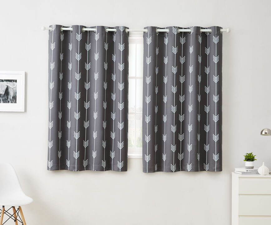 THD Benjamin Print Thermal Room Darkening Blackout Energy Efficient Window Curtain Grommet Top Panels - Set of 2