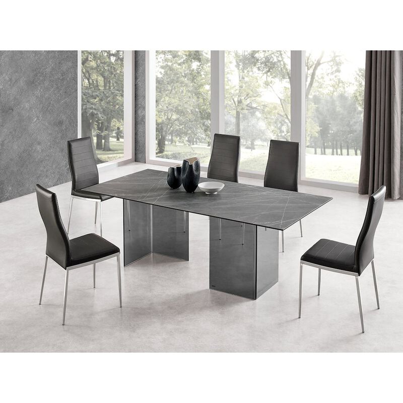 Casabianca Home Firenze Set Of 2 Dining Chair In Gray Pu Leather