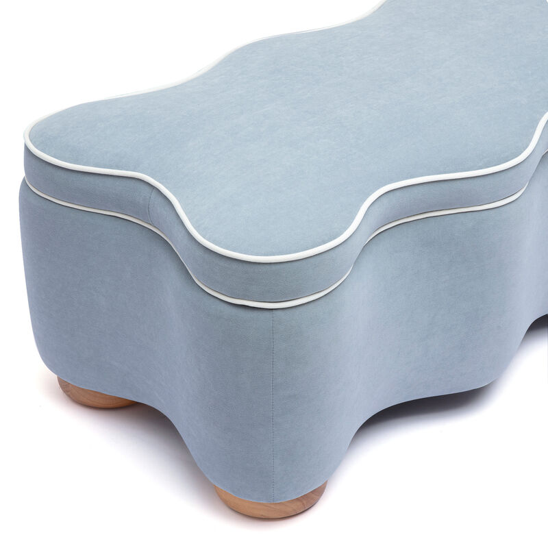 Thalia Pink Performance Velvet Storage Bench image number 5