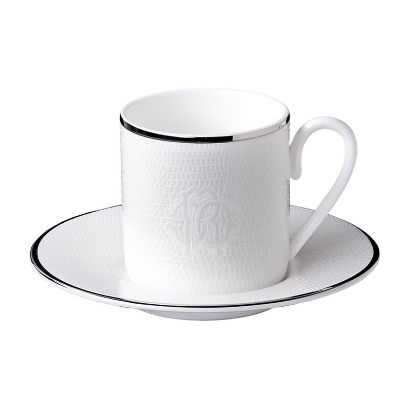 Coffee Cup & Saucer LIZARD PLATIN Set of 2 in Luxury Box  diam. 2.3", H 2.5", Cap. 4 oz, Saucer diam. 4.75" image number 0
