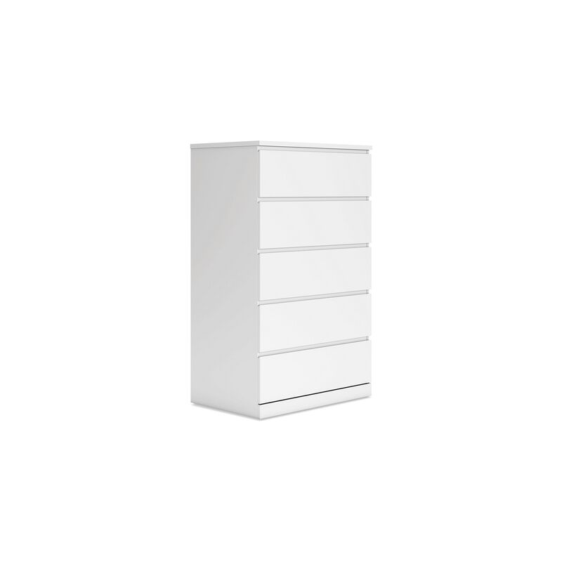 Onira Tall Dresser Chest, 5 Spacious Drawers, Modern White, 49 Inch