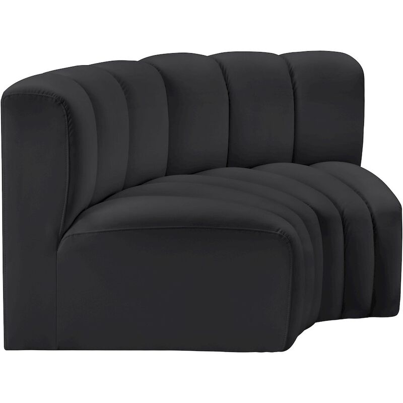Meridian Furniture Arc Black Vegan Leather Modular Sofa