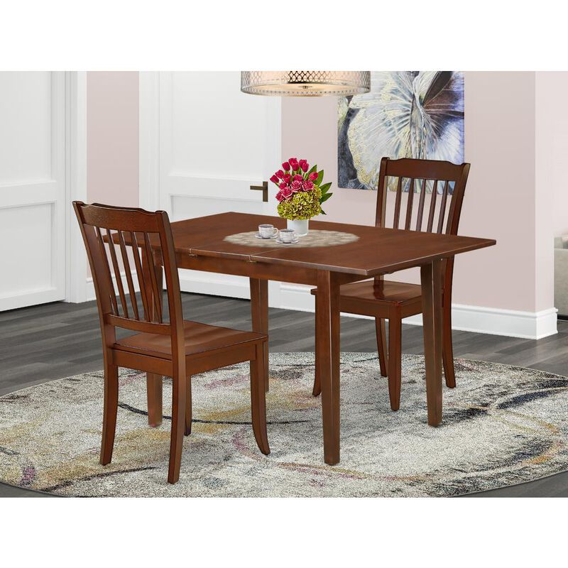 East West Furniture Dining Room Set Mahogany, PSDA3-MAH-W