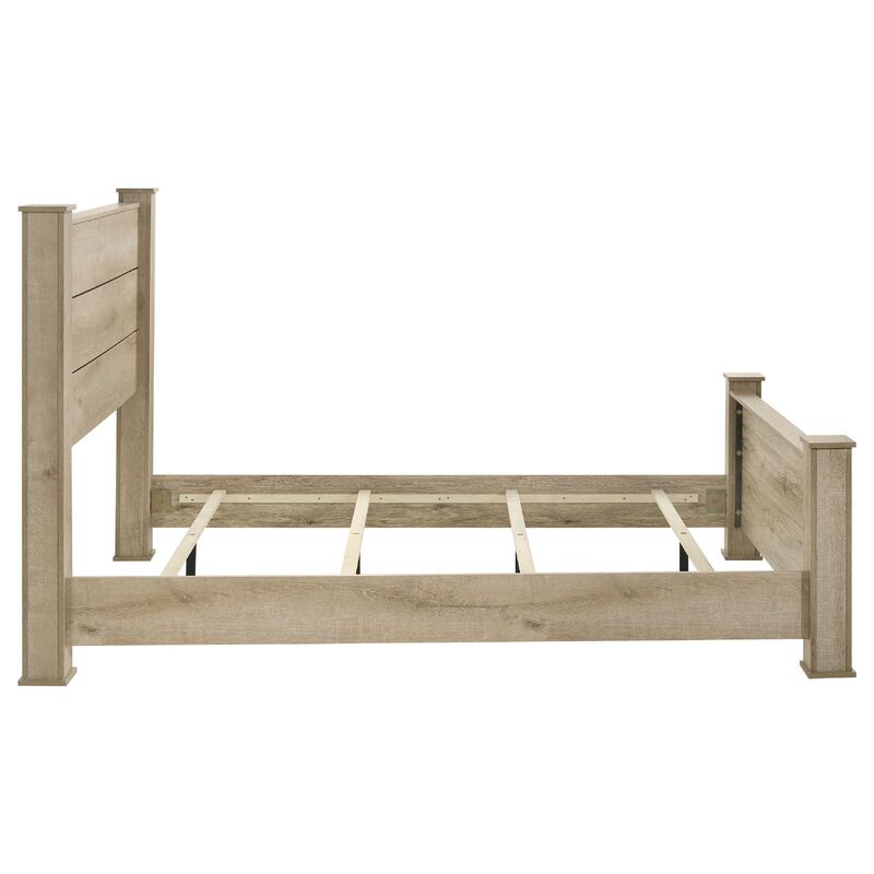 Tyna Rustic Queen Panel Bed with Planked Headboard, Weathered Oak Wood image number 3