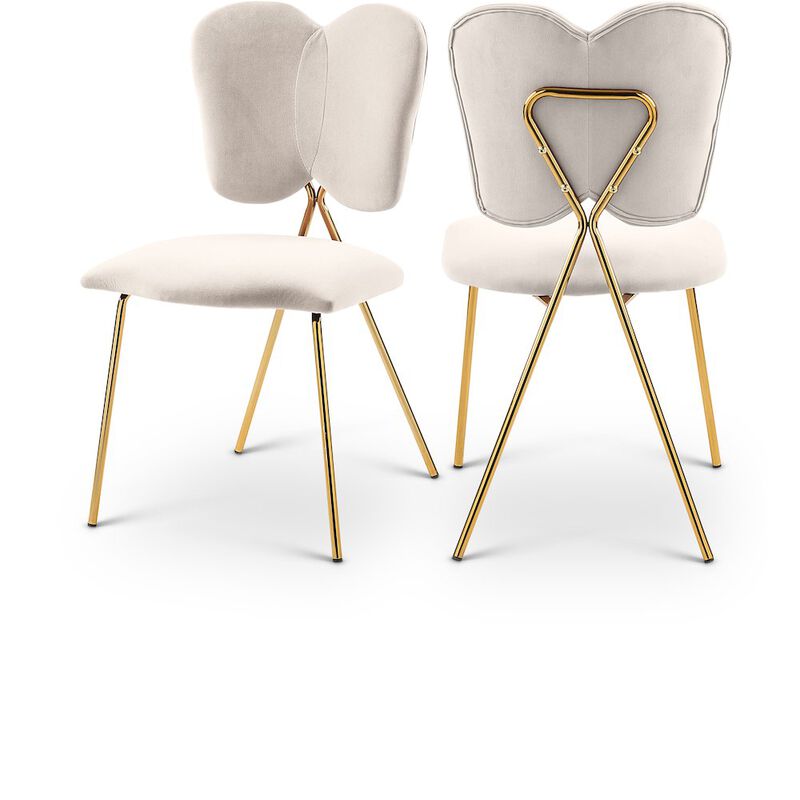 Meridian Furniture Angel Cream Velvet Dining Chair, Set of 2