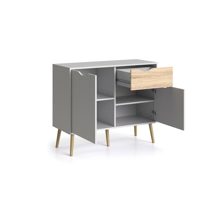 Tvilum Diana Sideboard with 2 Doors and 1 Drawer, White/Oak Structure