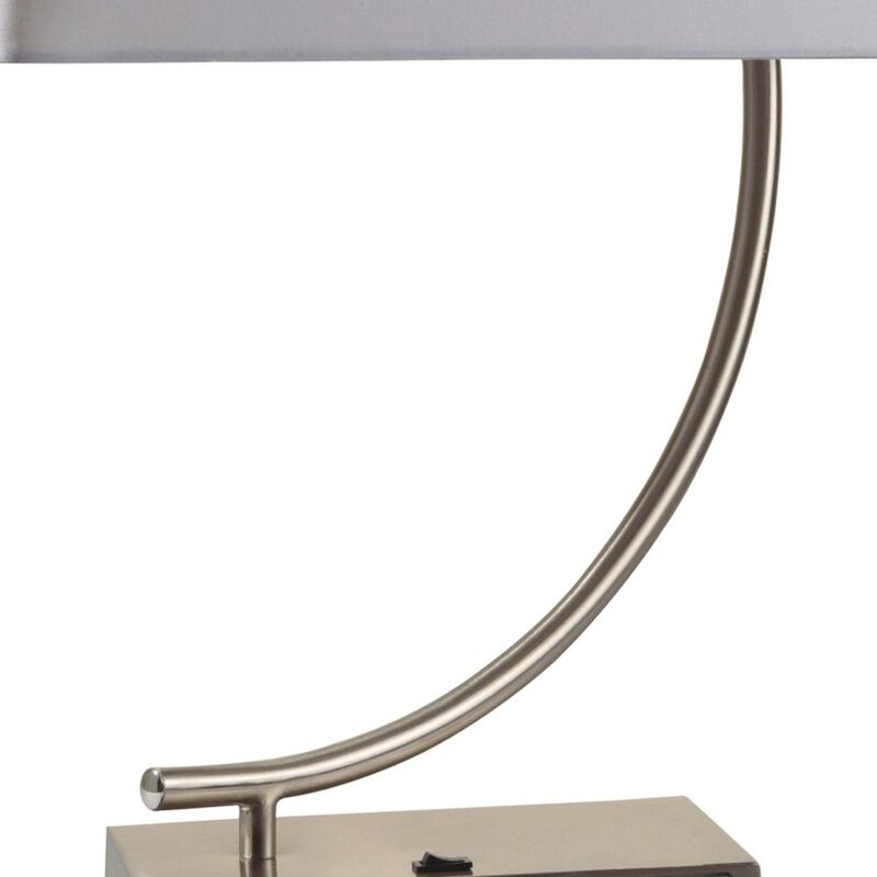 Hivvago 23" Silver Curved Table Lamp With White Rectangle Shade