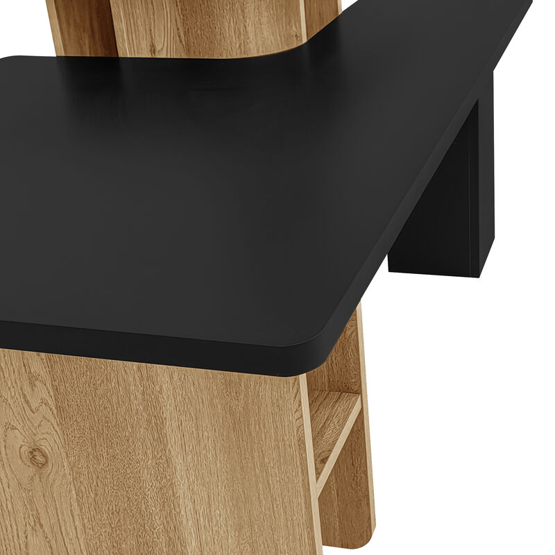 Merax Set of 2 Nesting Coffee Tables Farmhouse Style Solid Wood Rectangular Living Room Tables Multi-Level Side End Tables for Sofa