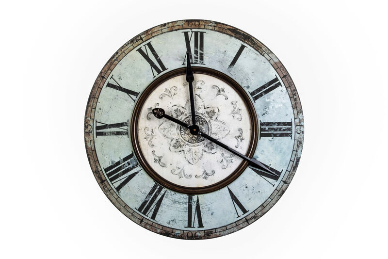 Decorative Round Wood Wall Clock with Distressed Finish, Mint Green image number 0