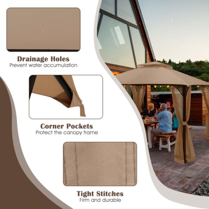 Hivvago Gazebo Replacement Top with Air Vent and Drainage Holes