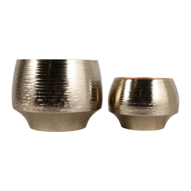 S/2 9/11" Metal Planters, Gold image number 3