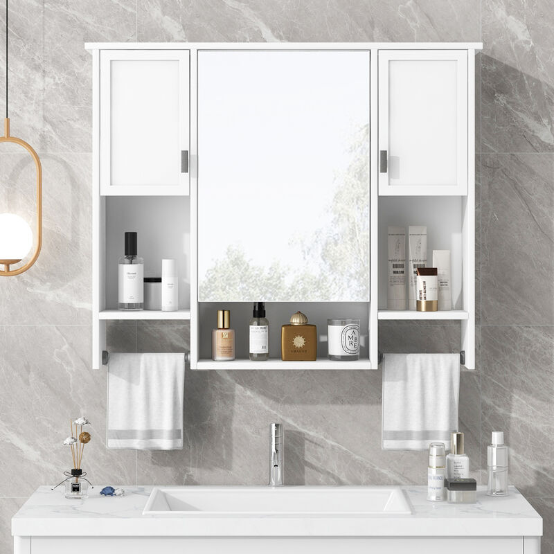 ELEMENT ACE Modern Wall Mounted Bathroom Storage Cabinet with Mirror and Towel Bar image number 4