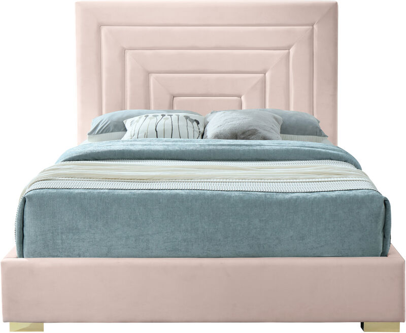 Meridian Furniture Nora Pink Velvet Queen Bed