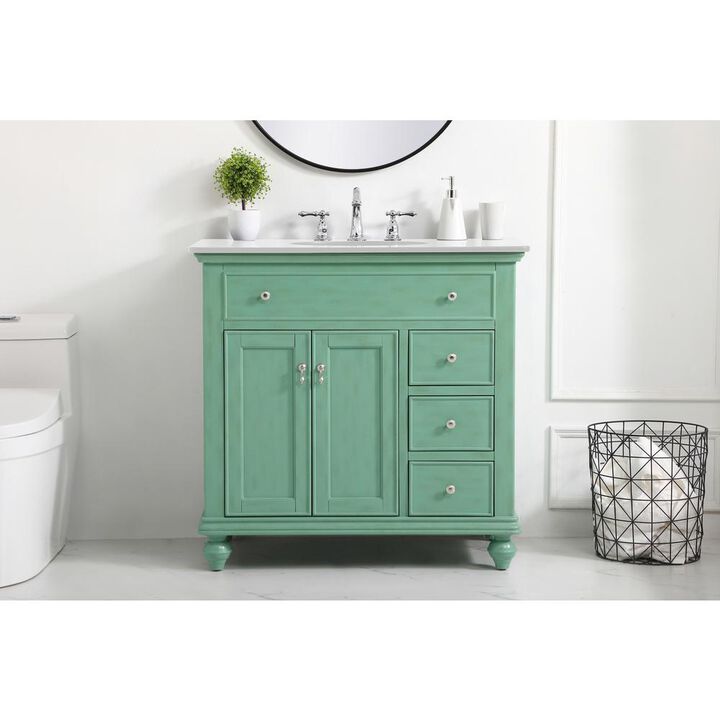 Elegant Kitchen and Bath 36 inch Single Bathroom vanity in vintage mint