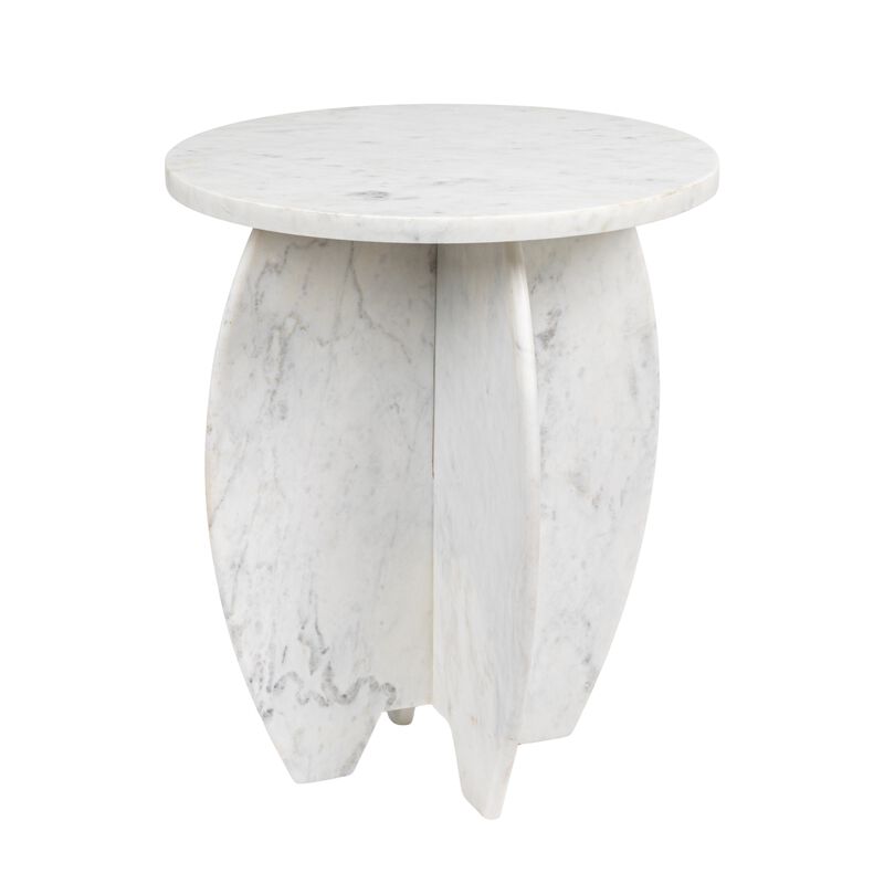 Rowena Interiors Modern Sculptural Marble Table with Interlocking Base, White image number 0