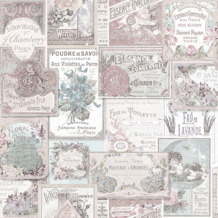 Nostalgie Perfume Labels Pink Wallpaper G56279