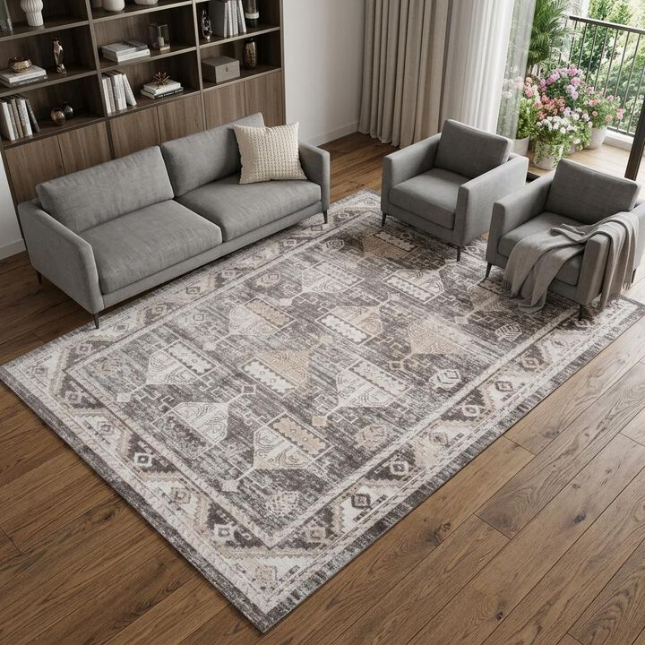 HomeRoots Abstract Distressed Area Rug