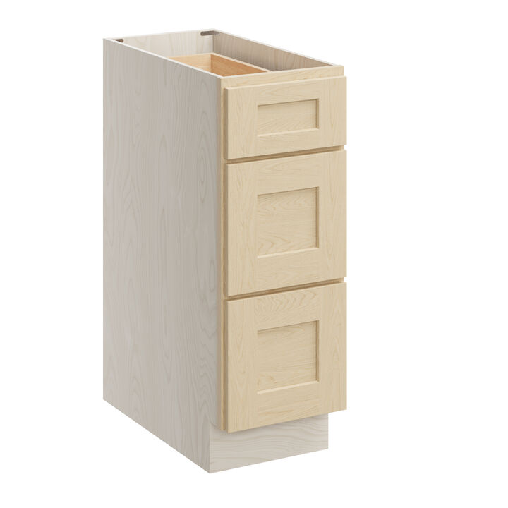 Compact 3-Drawer Base Cabinet, Soft-Close Undermount Slides for Kitchen or Bathroom Storage