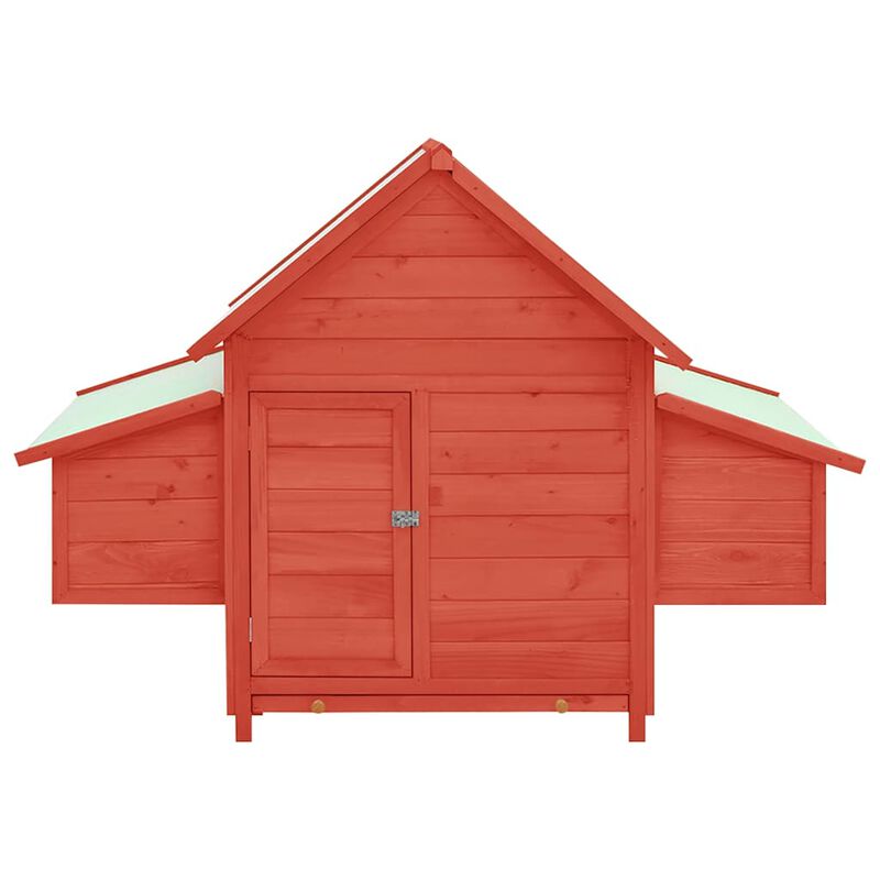 Chicken Coop Red and White 59.1"x37.7"x43.3" Solid Firwood
