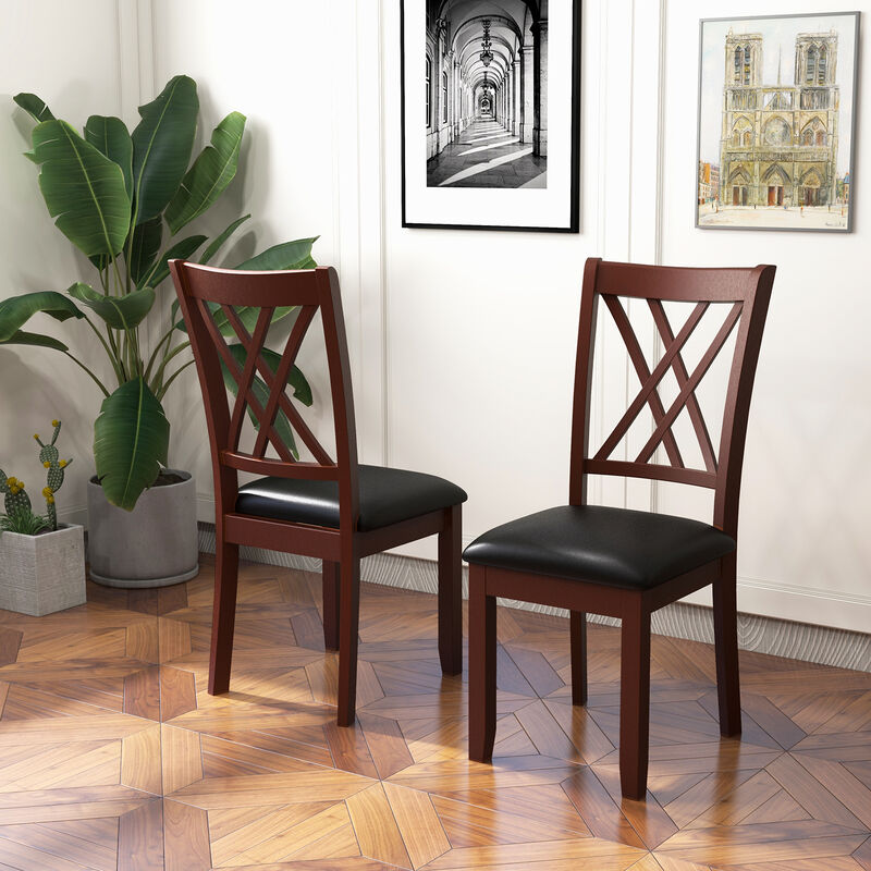 Set of 2 Dining Chair with Backrest and Padded Seat image number 4