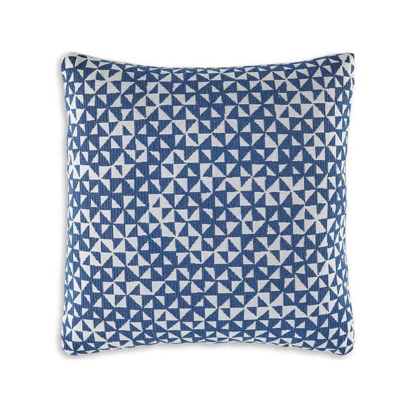 Coel 18 Inch Accent Pillow Set of 4, Indoor Outdoor Woven Geometric, Blue - Benzara