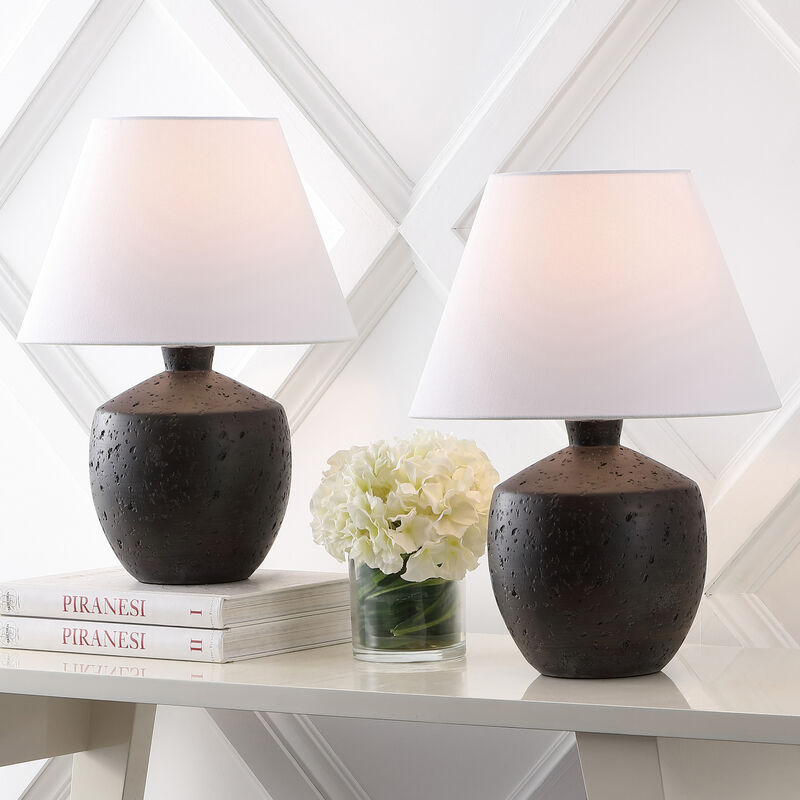 Myron 18" Minimalist Scandinavian Concrete Effect Resin/Iron LED Table Lamp