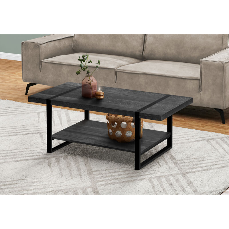 Monarch Specialties I 2860 Coffee Table, Accent, Cocktail, Rectangular, Living Room, 48"L, Metal, Laminate, Black, Contemporary, Modern