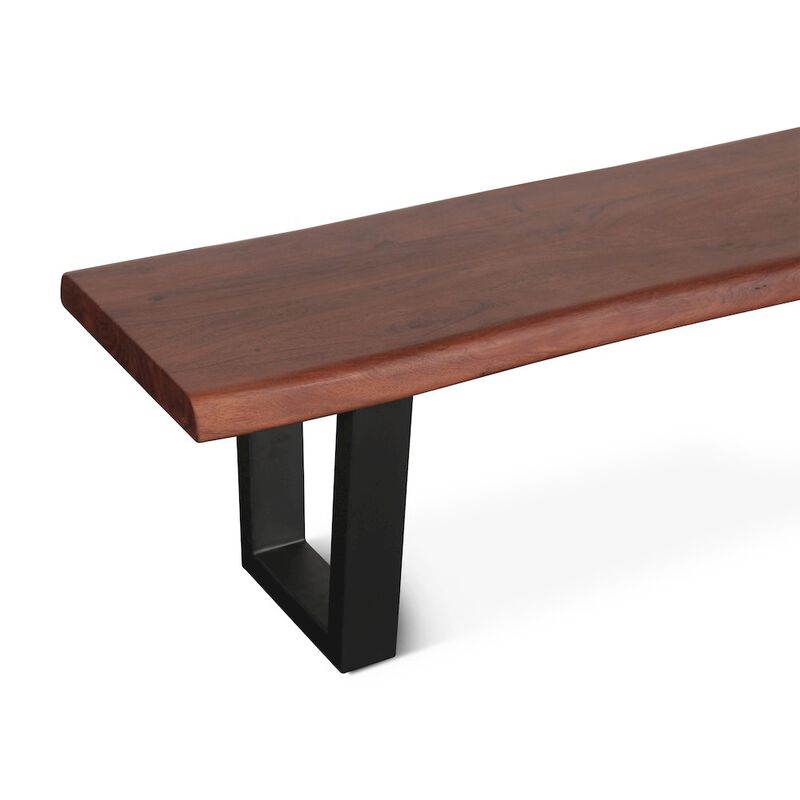 World Interiors Yarrow 68" Bench in Light Sequoia with Gunmetal Legs image number 2
